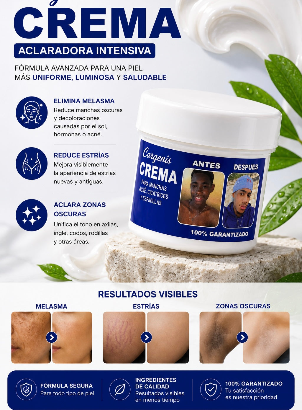 CREMA BLANQUEADORA 100 % GARANTIZADA