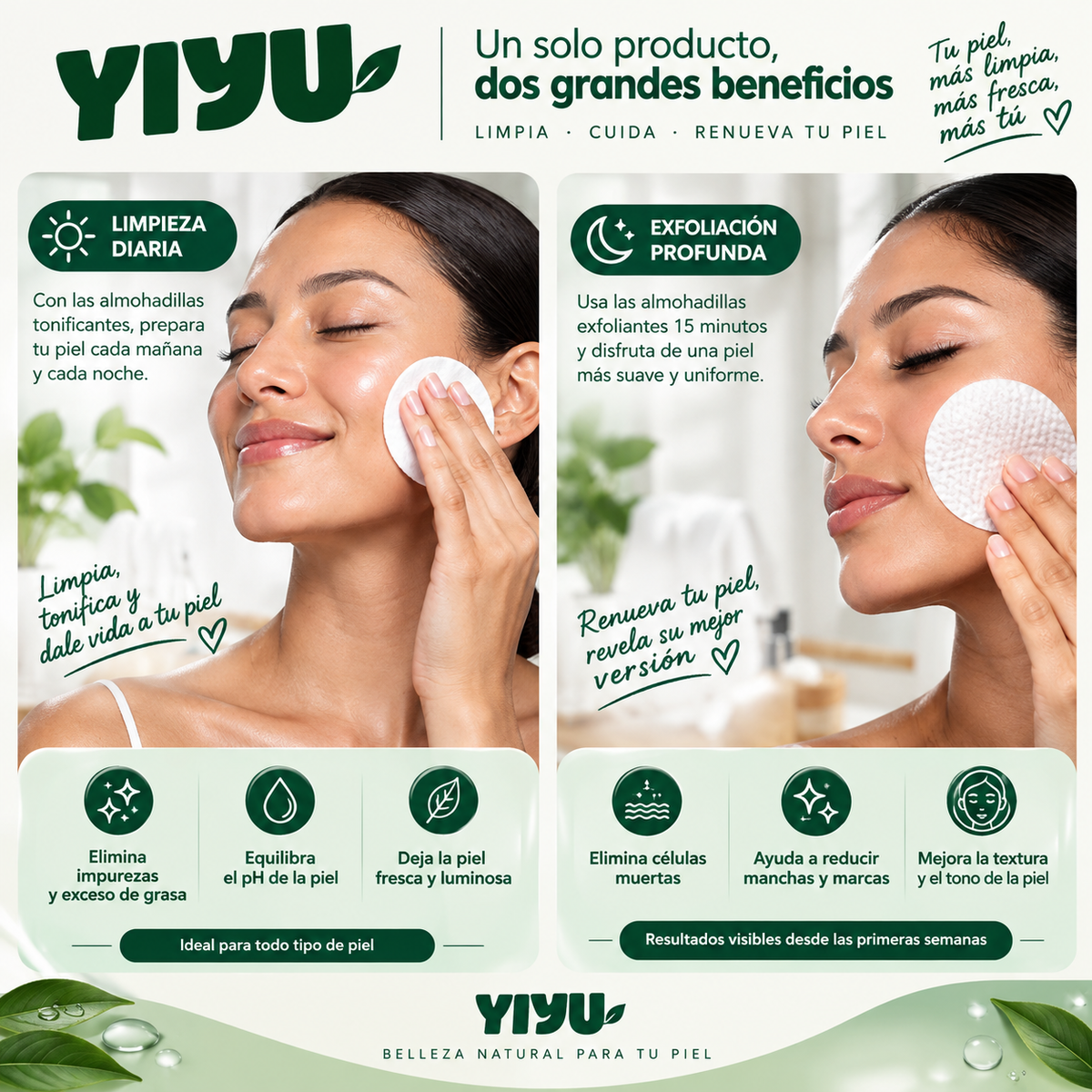 YIYU Original 100 Pads –  para una Piel Más limpia y Radiante