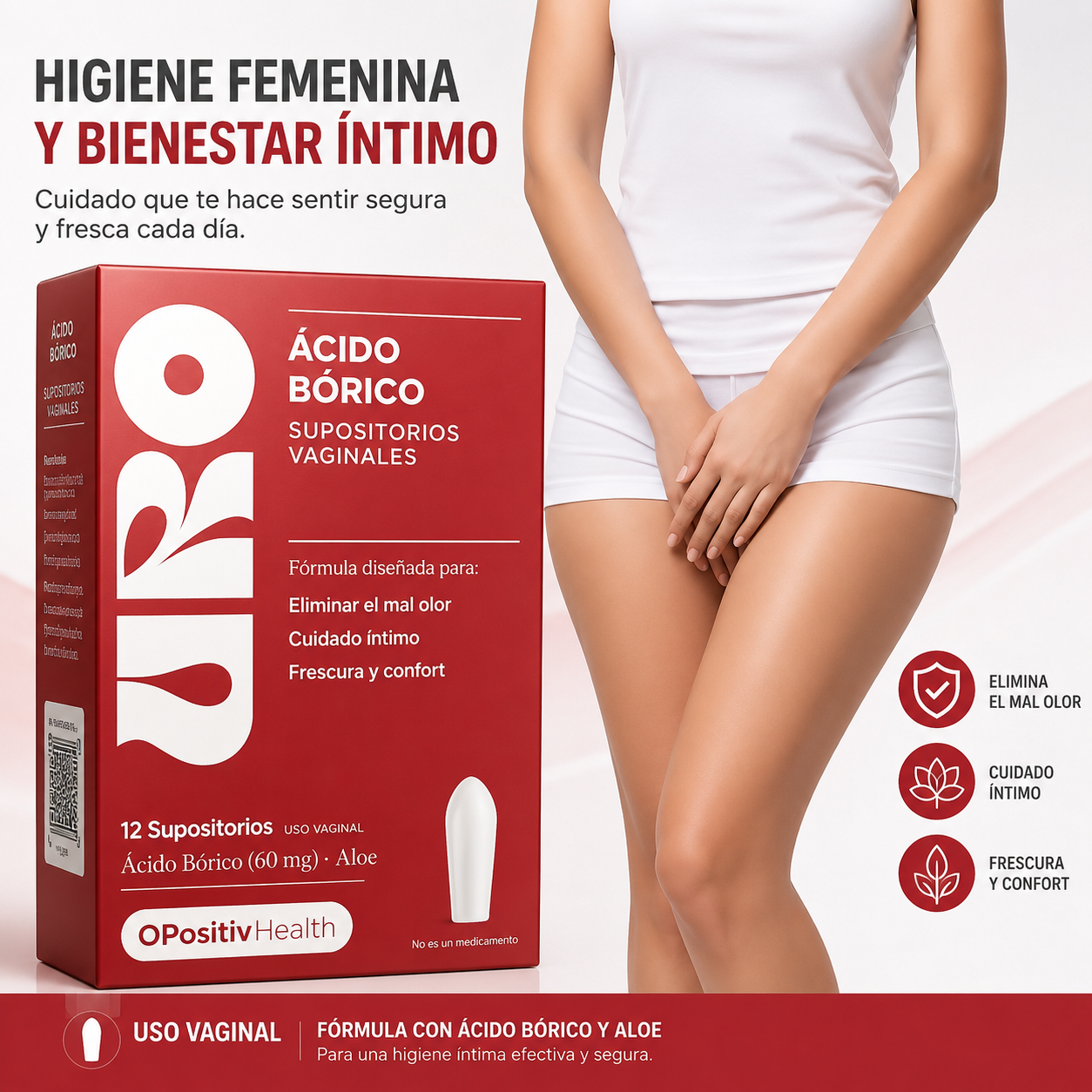 🌸Óvulos Vaginales URO Boric Acid + Aloe Vera 🌸